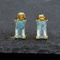 Second Hand Yellow Gold Blue Topaz Oblong Stud Earrings 41171366
