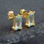 Second Hand Yellow Gold Blue Topaz Oblong Stud Earrings 41171366