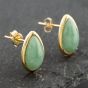 Second Hand 9ct Yellow Gold Pear Shaped Jade Stud Earrings 41171437