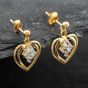 Second Hand Yellow Gold Cubic Zirconia Heart Dropper Earrings 41171487