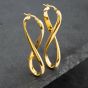 Second Hand 9ct Yellow Gold 14mm Oblong Twist Hoop Earrings 41171533