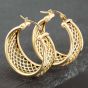 Second Hand 9ct Yellow Gold 12mm Open Weave Basket Style Hoop Earrings 41171670