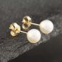 Second Hand Yellow Gold Cultured Pearl Stud Earrings 41171728