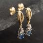 Second Hand 9ct Yellow Gold Blue Topaz & Diamond Dropper Earrings 41171730