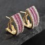 Second Hand 14ct Yellow Gold Ruby & Diamond Huggie Earrings 41171739