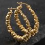 Second Hand Yellow Gold 23mm Heart Patterned Creole Earrings 41171875