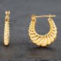 Second Hand Yellow Gold 18.6mm Ribbed Fan Pattern Creole Earrings 41172083