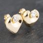 Second Hand 18ct Yellow Gold 10mm Cubic Zirconia Set Heart Stud Earrings 41172149