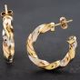 Second Hand 9ct Three Colour Gold 27.3mm Twist Hoop Earrings 41172175