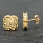 Second Hand 9ct Yellow Gold 11mm Van Cleef Style Stud Earrings 41172195
