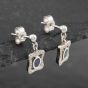 Second Hand 9ct White Gold Sapphire & Brilliant Cut Diamond 16mm Dropper Earrings 41172230
