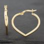Second Hand 9ct Yellow Gold 22.8mm Heart Shape Hoop Earrings 41172425