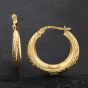 Second Hand Yellow Gold 22.4mm Patterned Hoop Earrings 41172459