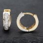 Second Hand 9ct Two Colour Gold 13mm Cubic Zirconia Hoop Earrings 41172522