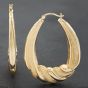 Second Hand 9ct Yellow Gold 48mm Patterned Creole Earrings 41172545