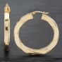 Second Hand 9ct Yellow Gold 40mm Patterned Hoop Earrings 41172546