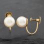Second Hand Vintage Yellow Gold 7mm Cultured Pearl Screw Back Fittings Stud Earrings 41172585