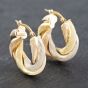 Second Hand 9ct Three Colour Gold 20mm Chunky Twisted Hoop Earrings 41172640