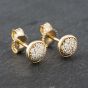 Second Hand Pandora 14ct Yellow Gold Cubic Zirconia Round Dome Pandora Stud Earrings 41172673