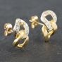 Second Hand 18ct Two Colour Gold Diamond Chainlink Stud Earrings 41172682