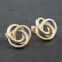 Second Hand 9ct Two Colour Gold Triple Circle Stud Earrings 41172711