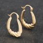 Second Hand Yellow Gold 20mm Small Patterned Creole Earrings 41172803