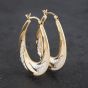 Second Hand Two Colour Gold Large Oval Creole Earrings 41172886