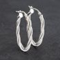 Second Hand White Gold Oval Twisted Creole Earrings 41172894