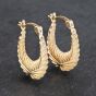 Second Hand Yellow Gold 18.5mm Small Oval Patterned Creole Earrings 41172902