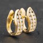 Second Hand 18ct Yellow Gold 15mm Brilliant Cut Diamond Channel Set Double Row Leverback Earrings 41172905