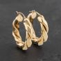 Second Hand 9ct Yellow Gold 27mm Twist Hoop Earrings 41172924