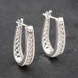 Second Hand 9ct White Gold Diamond Hoop Leverback Earrings 41172988