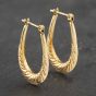 Second Hand Yellow Gold 22.5mm Oval Pattern Creole Earrings 41173018