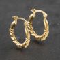 Second Hand Yellow Gold 18mm Ribbed Pattern Creole Earrings 41173019