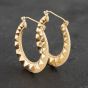 Second Hand 9ct Yellow Gold 26mm Pyramid Pattern Hoop Earrings 41173040