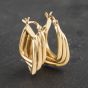 Second Hand 9ct Yellow Gold 24mm Triple Crossover Creole Earrings 41173043