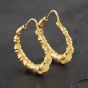 Second Hand 9ct Yellow Gold 26mm Bamboo Pattern Creole Earrings 41173073
