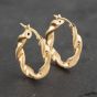 Second Hand Yellow Gold 20mm Frosted And Plain Twist Hoop Earrings 41173077