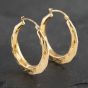 Second Hand 9ct Yellow Gold 33mm Patterned Hoop Earrings 41173099