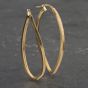 Second Hand 9ct Yellow Gold 60mm Long Twist Creole Earrings 41173109