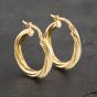 Second Hand 9ct Yellow Gold 21mm Woven Wide Pattern Hoop Earrings 41173117