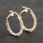 Second Hand 9ct Two Colour Gold 20mm Twist Hoop Earrings 41173120