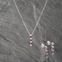 Second Hand 14ct White Gold Ruby & 0.14ct Diamond 16 Inch Pendant & Earrings Jewellery Set 41173158