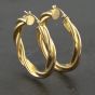 Second Hand 9ct Yellow Gold 34mm Twisted Hoop Earrings 41173161
