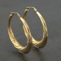 Second Hand 9ct Yellow Gold 35mm Patterned Hoop Earrings 41173164