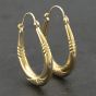Second Hand Yellow Gold 27mm Oval Patterned Creole Earrings 41173170