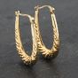 Second Hand Yellow Gold 30mm Oval Patterned Creole Earrings 41173186