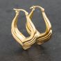 Second Hand Yellow Gold 26mm Point Patterned Creole Earrings 41173194