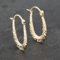 Second Hand Yellow Gold 23mm Oval Patterned Creole Earrings 41173196