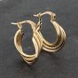 Second Hand Three Colour Gold 21mm Triple Crossover Creole Earrings 41173205